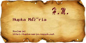 Hupka Mária névjegykártya